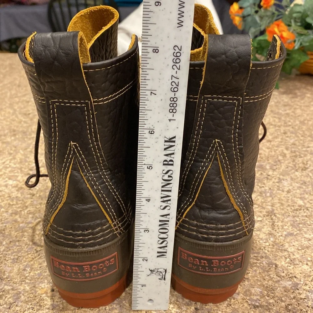 L.L. Bean Boots 8” Bison Leather Rubber Bottoms 6M 274563 Duck BM